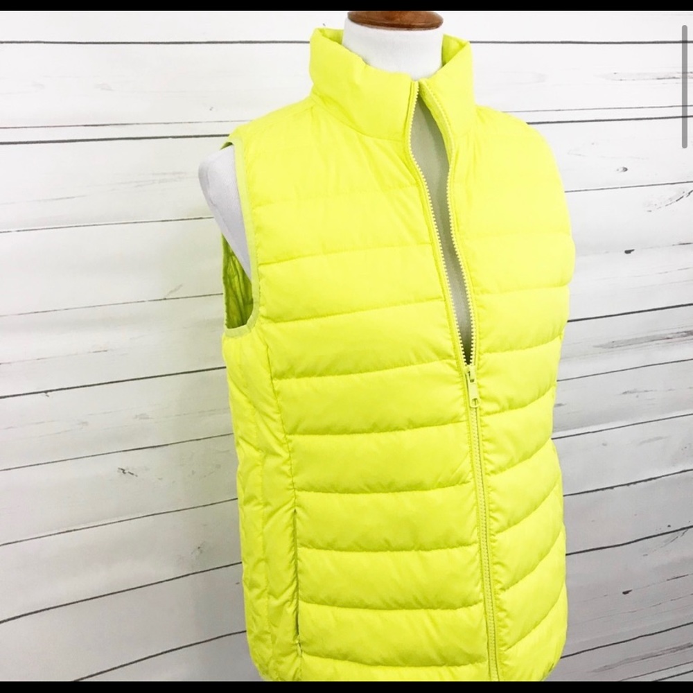 JCREW factory neon yellow puffy vest xs
